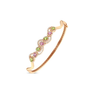 PEACOCK GOLD DIAMOND PERIDOT BANGLE BRACELET