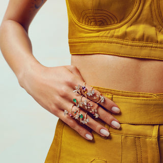 QUEEN BEE MELISSA GOLD DIAMOND RUBY RING