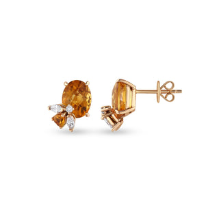 QUEEN BEE 18K GOLD DIAMOND CITRINE EARRINGS