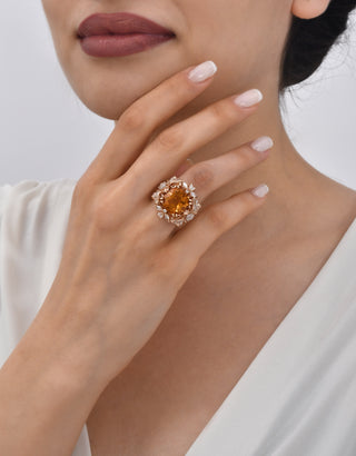 QUEEN BEE ARINNA GLAMOUR GOLD DIAMOND CITRINE RING