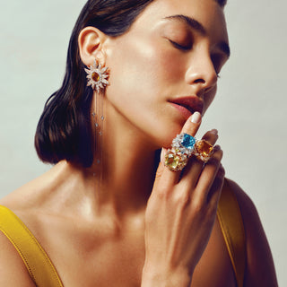 QUEEN BEE ARINNA GLAMOUR GOLD DIAMOND CITRINE RING