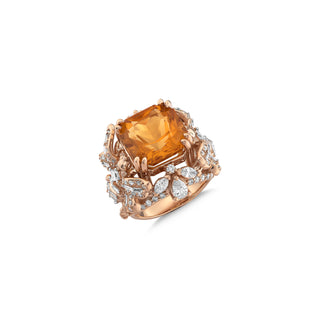 QUEEN BEE ARINNA GLAMOUR GOLD DIAMOND CITRINE RING