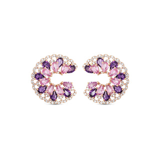 SUN GODDESS ARINNA GOLD DIAMOND AMETHYST EARRINGS