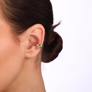 QUEEN BEE BELLA GOLD DIAMOND PERIDOT EAR CUF