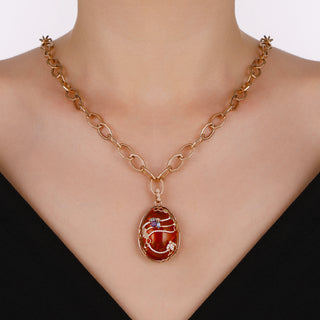 QUEEN BEE GOLD DIAMOND BLUE TOPAZ PENDANT