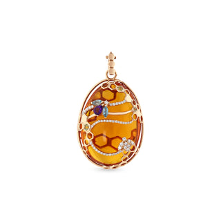 QUEEN BEE GOLD DIAMOND BLUE TOPAZ PENDANT