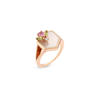 QUEEN BEE GOLD DIAMOND PINK SAPPHIRE PINKY RING