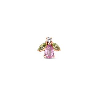 QUEEN BEE MAYA GOLD DIAMOND PINK SAPPHIRE SINGLE EARRING