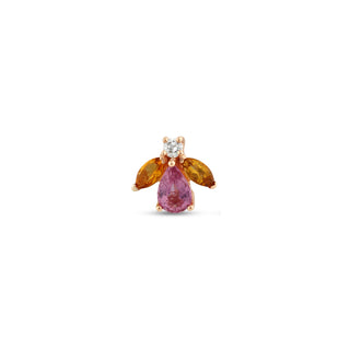 QUEEN BEE GOLD DIAMOND PINK SAPPHIRE SINGLE EARRING