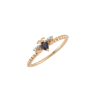 QUEEN BEE LILY GOLD DIAMOND SAPPHIRE RING