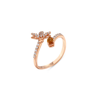 QUEEN BEE MELISSA GOLD DIAMOND CITRINE RING