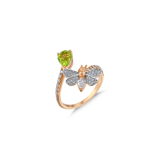 QUEEN BEE MELISSA GOLD DIAMOND PERIDOT RING