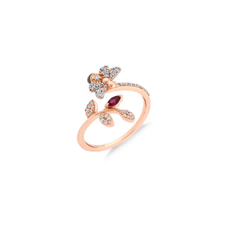 QUEEN BEE MELISSA GOLD DIAMOND RUBY RING