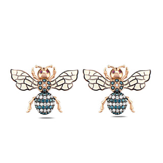 QUEEN BEE MINDY GOLD BLUE DIAMOND EARRINGS