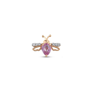 QUEEN BEE LILY GOLD DIAMOND PINK SAPPHIRE XSMALL SINGLE EARRING