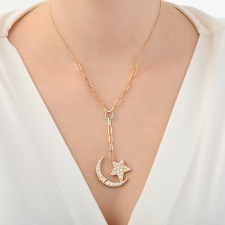 THE MOON AND THE STAR GOLD DIAMOND NECKLACE