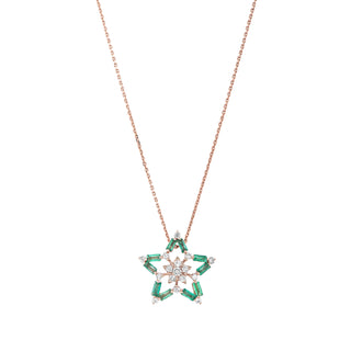 SIRIUS STAR GOLD DIAMOND EMERALD SMALL NECKLACE