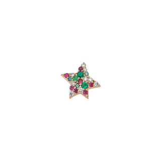SIRIUS STAR GOLD DIAMOND RUBY SINGLE EARRING