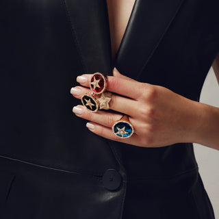 SIRIUS STAR GOLD BAGUETTE DIAMOND STATEMENT RING