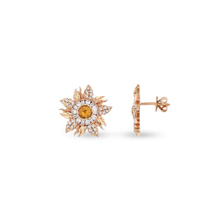 SUN GOLD DIAMOND CITRINE EARRINGS