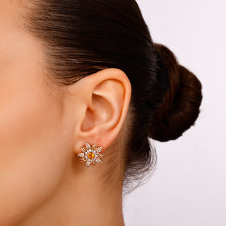 SUN GOLD DIAMOND CITRINE EARRINGS