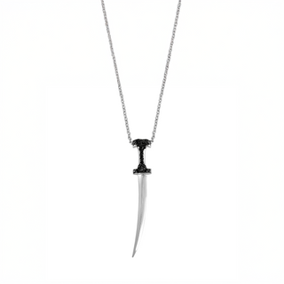 SWORD SILVER BLACK DIAMOND NECKLACE