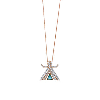 TANIT GOLD BAGUETTE DIAMOND BLUE TOPAZ NECKLACE
