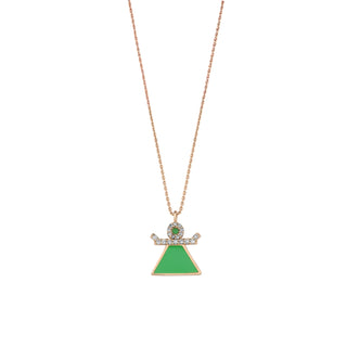 TANIT GOLD DIAMOND GREEN ENAMEL NECKLACE