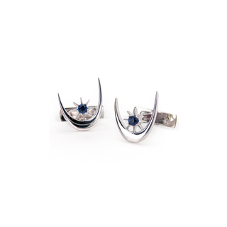 THE MOON AND NORTH STAR SILVER SAPPHIRE CUFFLINK