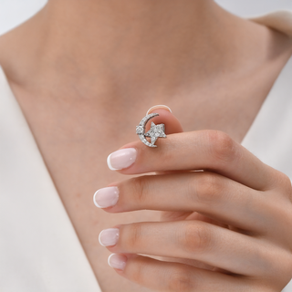 THE MOON AND THE STAR SILVER DIAMOND CUFFLINK