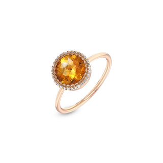 THE SUN GOLD DIAMOND CITRINE LARGE RING