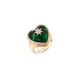 VENUS STAR HEART GOLD DIAMOND RING