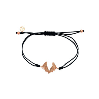 WINGS GOLD BLACK CORD BRACELET