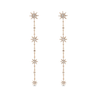VENUS STAR 4 ROW GOLD DIAMOND EARRINGS