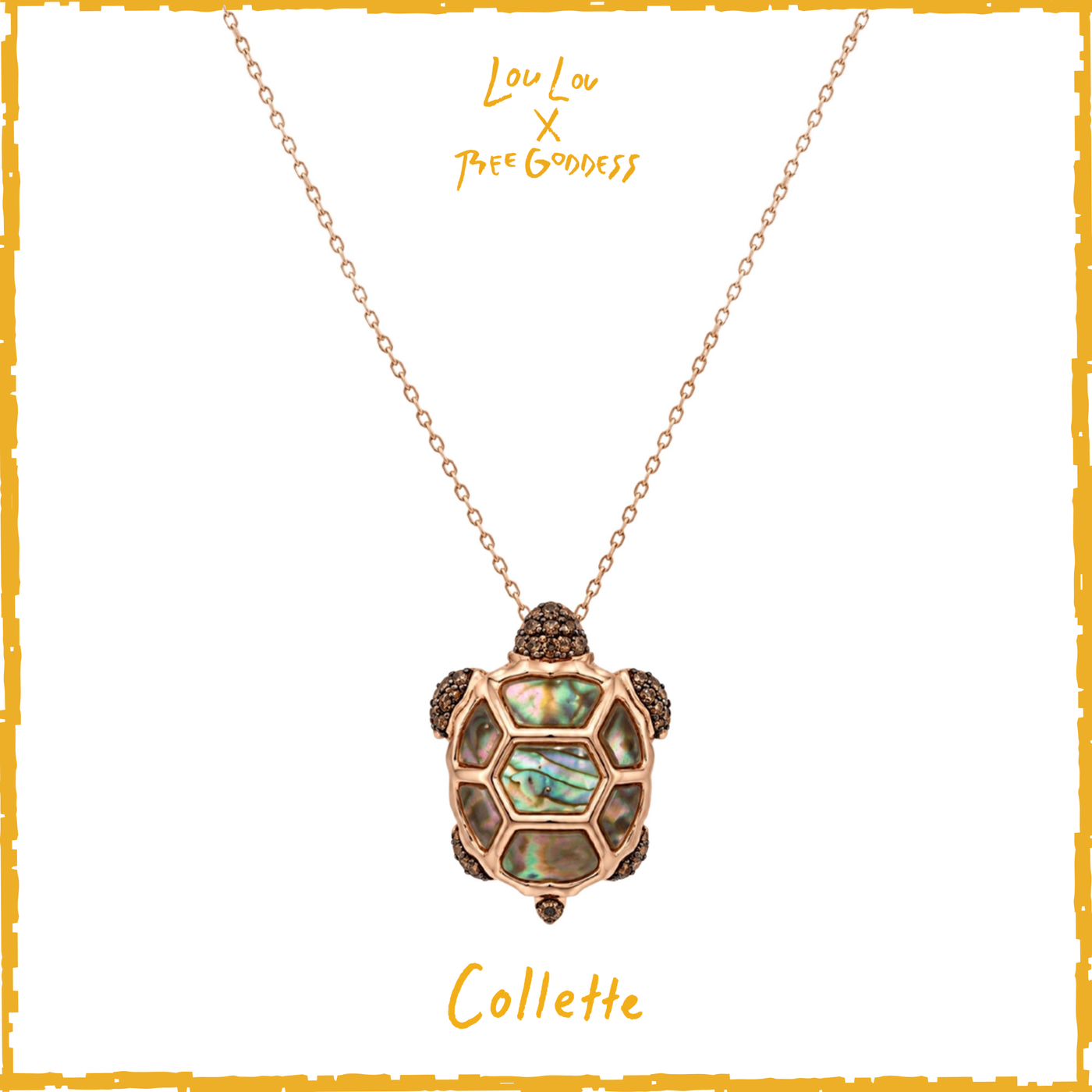 LOULOU X BEE GODDESS TURTLE GOLD BROWN DIAMOND NECKLACE