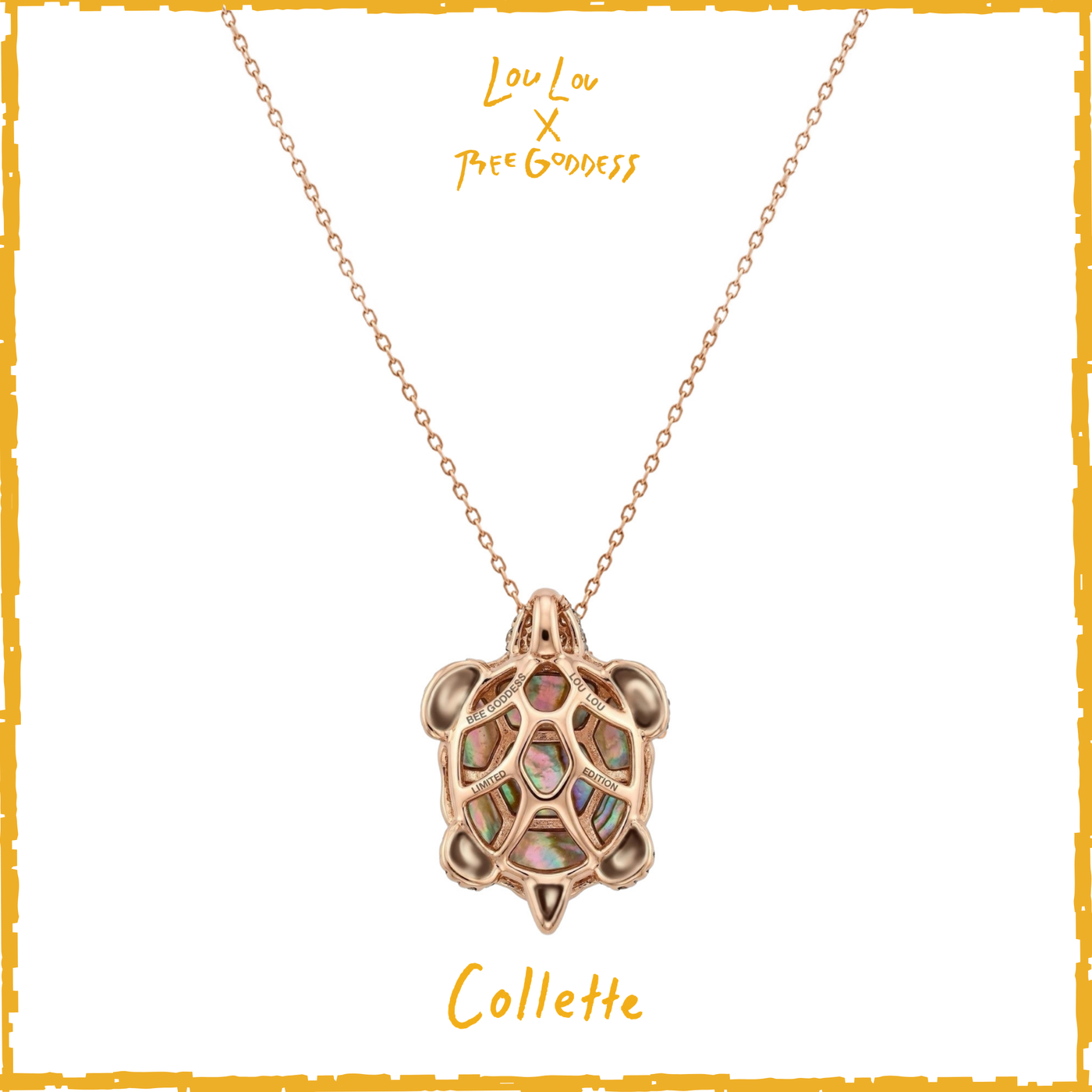 LOULOU X BEE GODDESS TURTLE GOLD BROWN DIAMOND NECKLACE