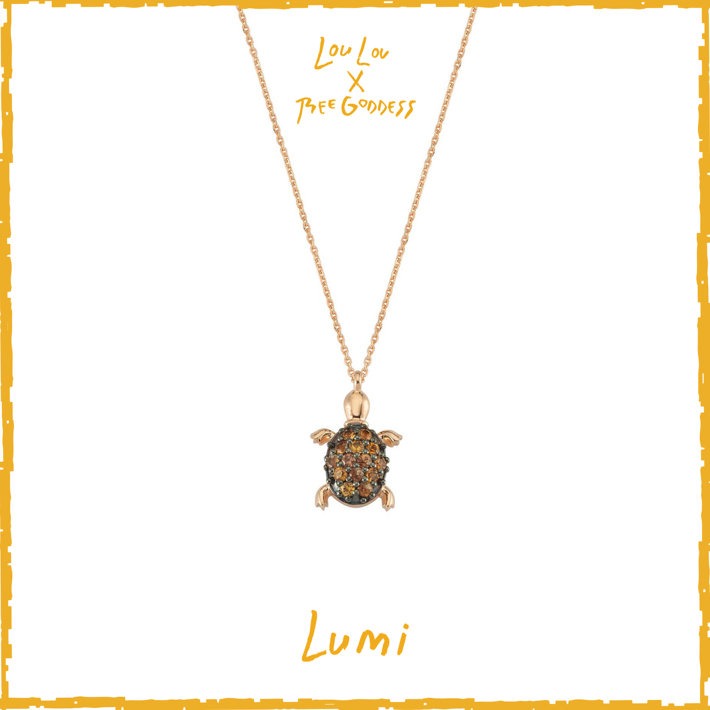 LOULOU X BEE GODDESS TURTLE GOLD SAPPHIRE NECKLACE