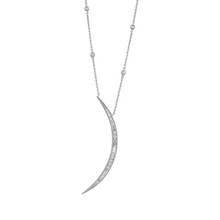 CRESCENT 18K GOLD BAGUETTE DIAMOND NECKLACE