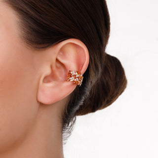 WHEAT GOLD DIAMOND CITRINE EAR CUFF