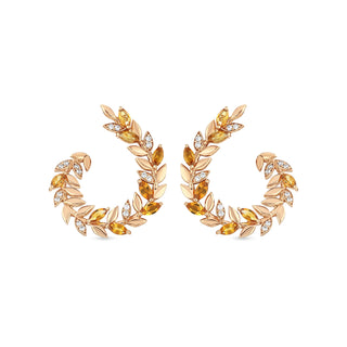 WHEAT GOLD DIAMOND CITRINE EARRINGS