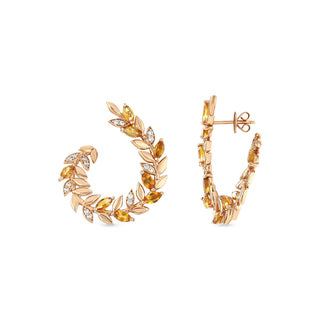 WHEAT GOLD DIAMOND CITRINE EARRINGS