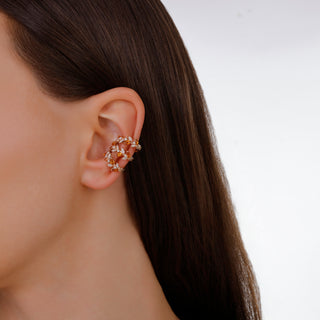 WHEAT GOLD DIAMOND CITRINE EAR CUFF