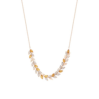 WHEAT GOLD DIAMOND CITRINE NECKLACE
