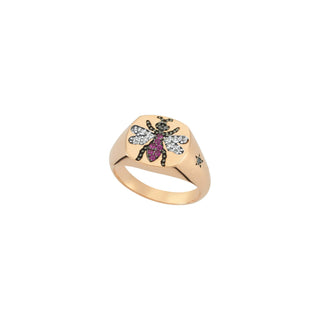 BEE GOLD DIAMOND PINKY RING Bee Goddess