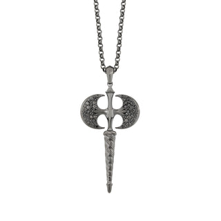 AXE SILVER BLACK DIAMOND NECKLACE