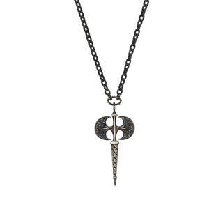 AXE SILVER BLACK DIAMOND XLARGE NECKLACE