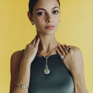 HONEYCOMB 18K GOLD DIAMOND PERIDOT EMERALD PENDANT