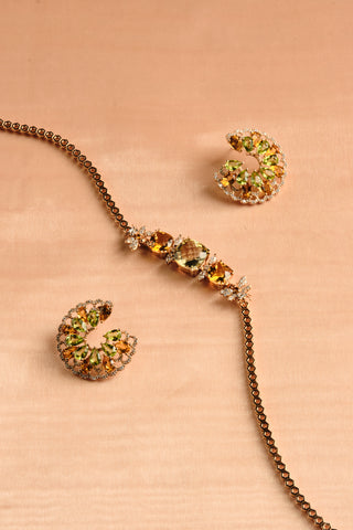 QUEEN BEE ARINNA PERIDOT CITRINE GOLD DIAMOND NECKLACE