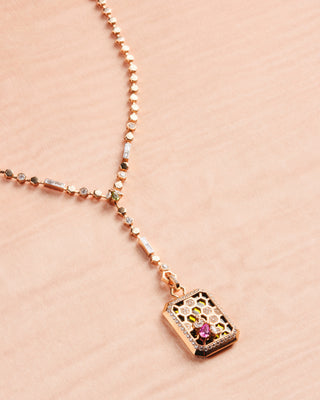 HONEYCOMB GOLD PINK SAPPHIRE DIAMOND PENDANT