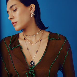 SIRIUS STAR GOLD DIAMOND CHAIN STATEMENT NECKLACE